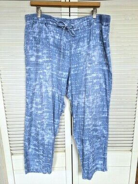Calvin Klein 100% Cotton Tie-Dye Cropped Ankle Pants - 27" Inseam Size XL